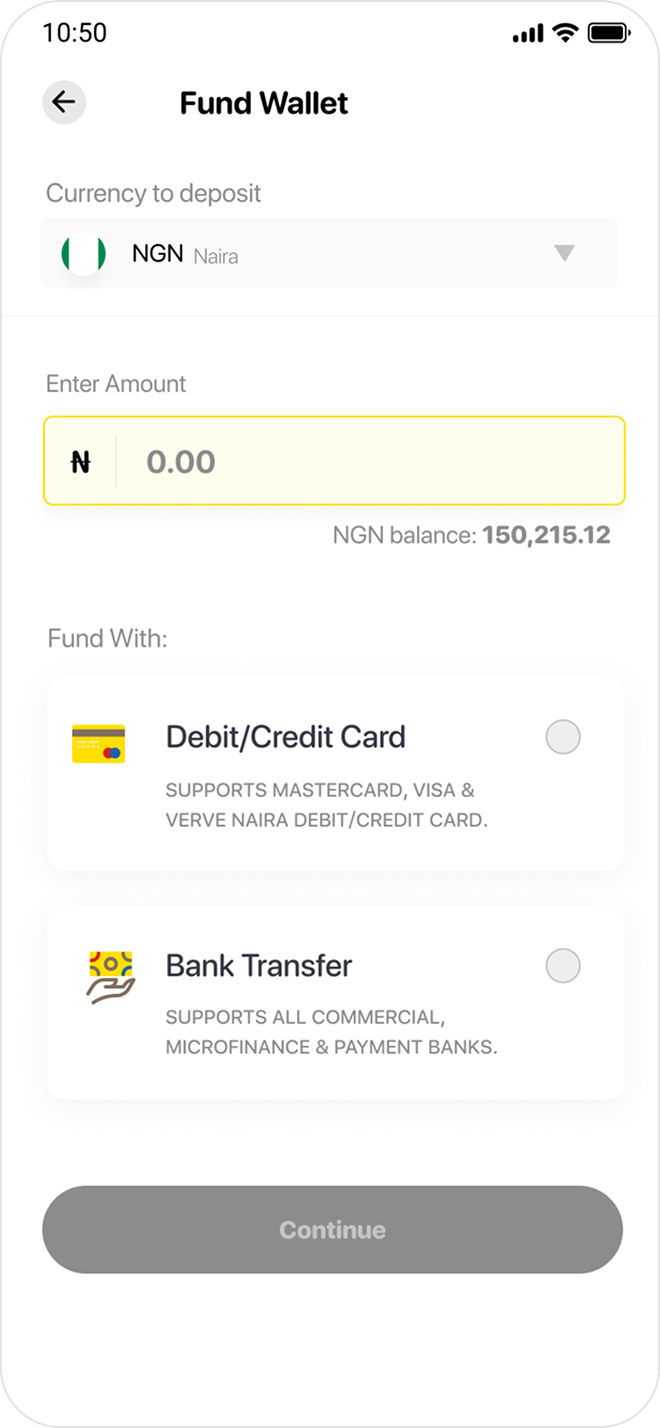 Choose funding method